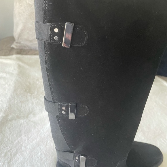 Aquatalia Black Suede Side Zip Tall Riding Boots - Picture 7 of 13